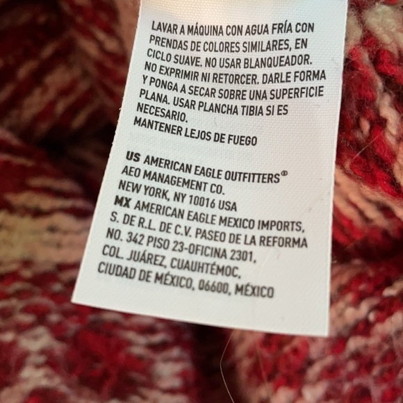 American Eagle Oversized Fair Isle Sweater | Blush Pink Burgundy Nordic Knit M - Picture 10 of 10